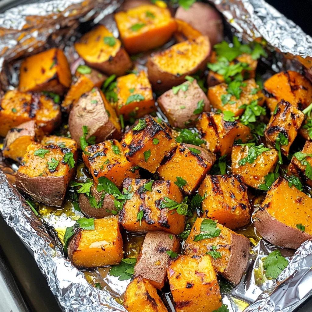 Honey Mustard Grilled Sweet Potatoes in Foil
