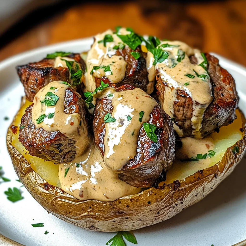 Loaded Baked Potato with Steak Bites for Ultimate Comfort Food