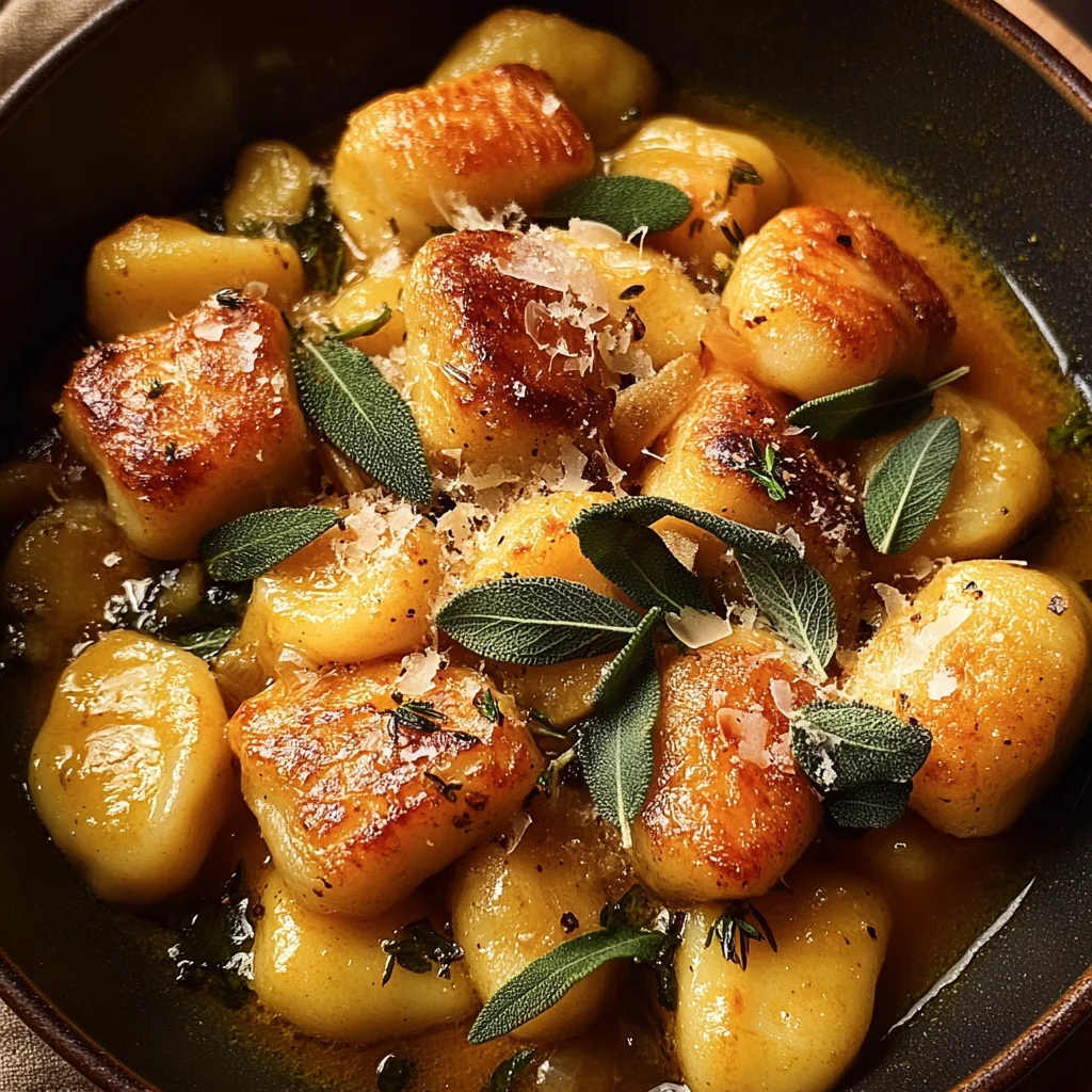 Pumpkin Sage Gnocchi in Brown Butter Sauce
