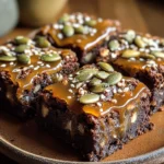 Salted Caramel Brownies with Pumpkin Seed Crunch