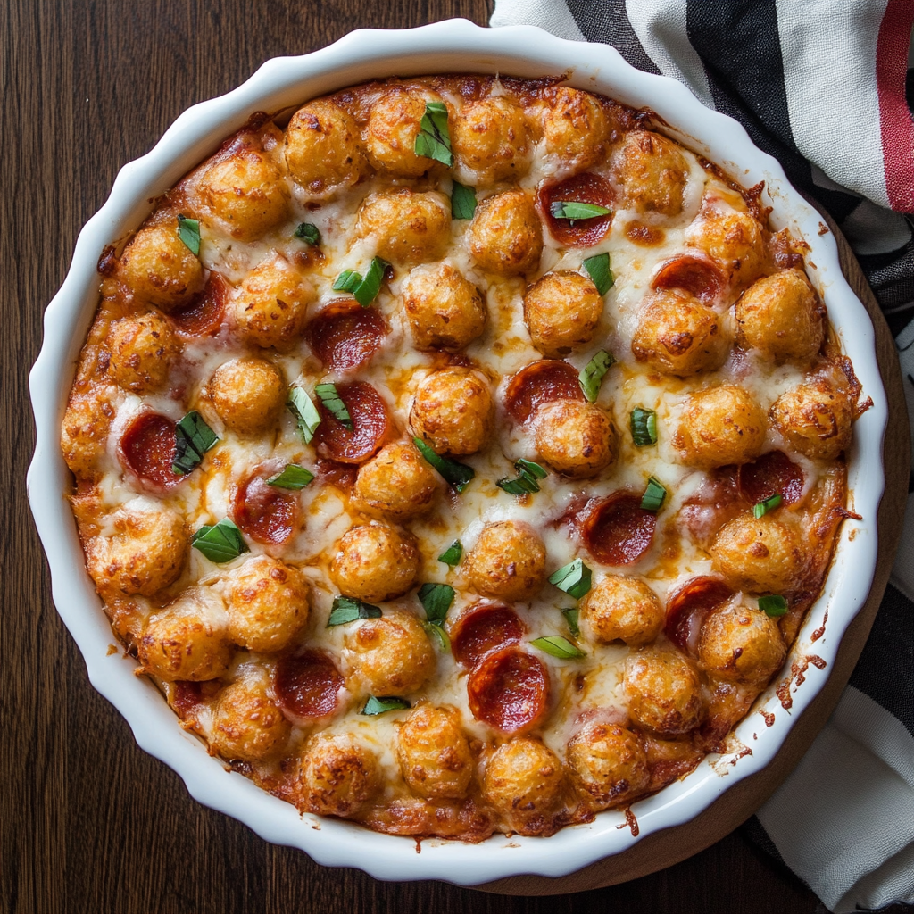 Tator Tot Pizza Bake