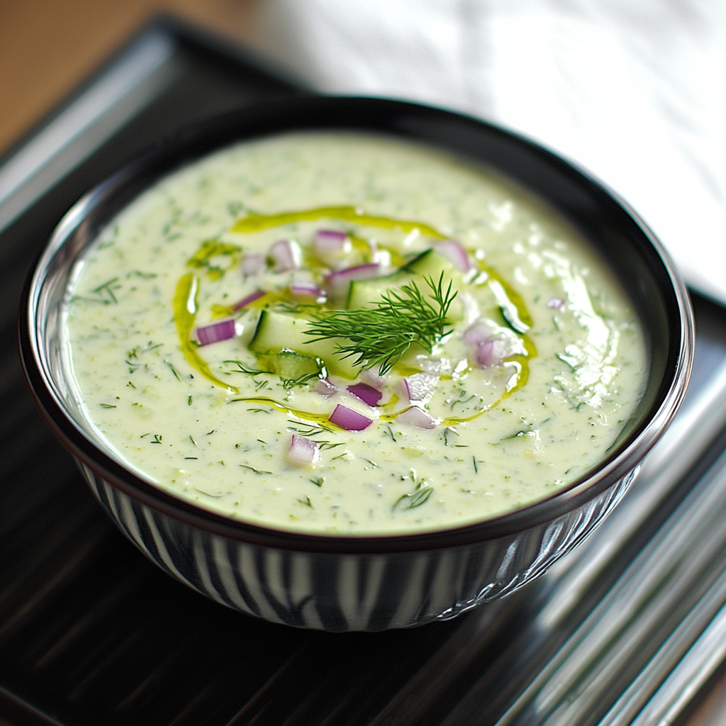 Cold Cucumber Soup with Yogurt and Dill