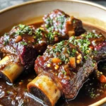 Braised Short Ribs & Lamb Shanks in Red Wine Herb Sauce