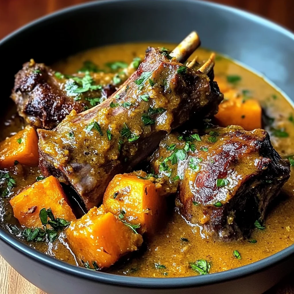 Coconut Cream Lamb Shanks with Sweet Potatoes & Coriander