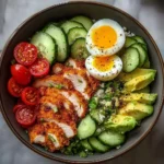 Crispy Chicken & Veggie Power Bowl with Avocado & Egg