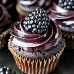 Decadent Dark Chocolate Blackberry Cupcakes