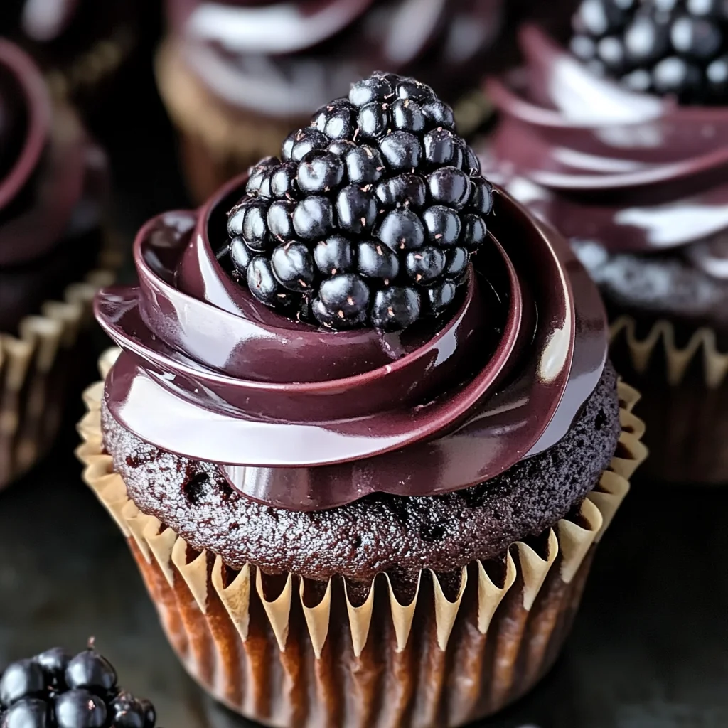 Decadent Dark Chocolate Blackberry Cupcakes
