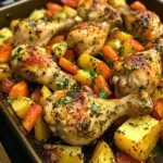 Garlic Herb Chicken Drumsticks with Roasted Veggies