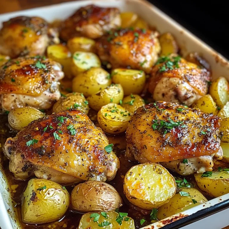 Garlic Herb Roasted Chicken Thighs with Baby Potatoes