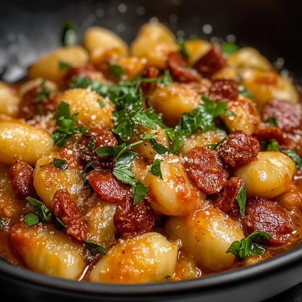 Gnocchi with Chorizo and Creamy Harissa Sauce