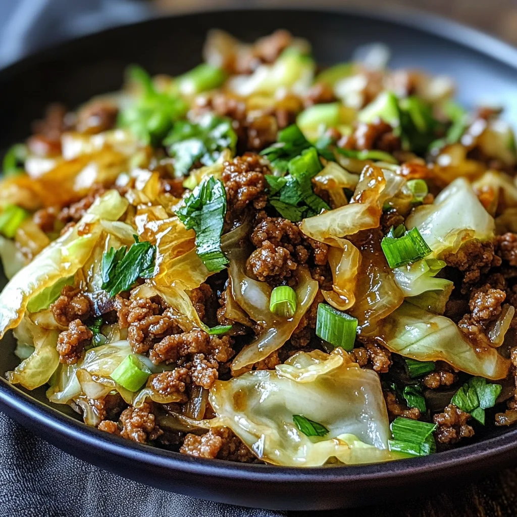 Mongolian-Style Ground Beef Stir-Fry with Crispy Cabbage