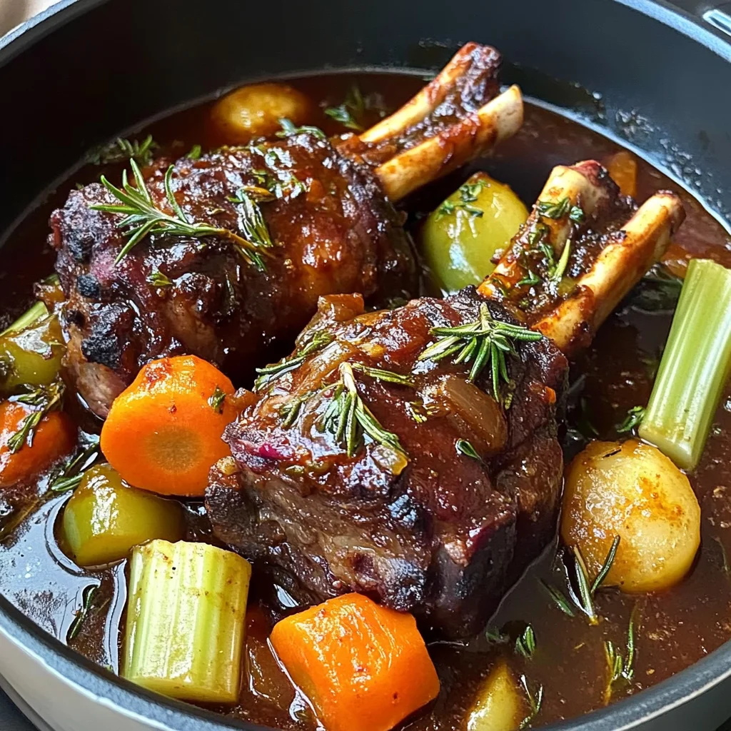 Red Wine-Braised Lamb Shanks with Rosemary & Root Vegetables