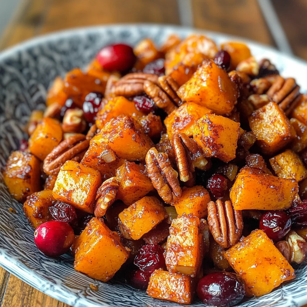 Roasted Butternut Squash with Cranberries and Pecans